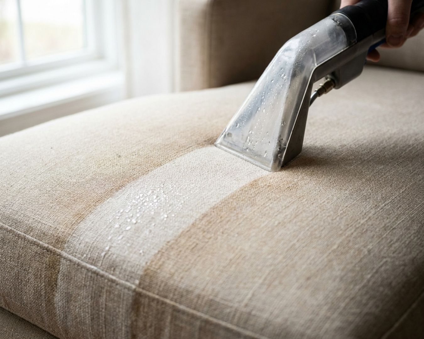 Lavage en profondeur d'une assise de canapé en tissu